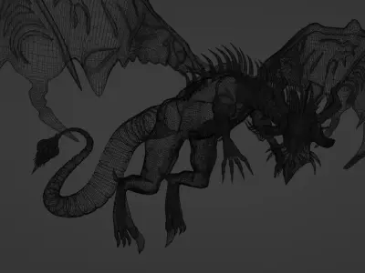 Abyssal Black Dragon Low-poly 3D model