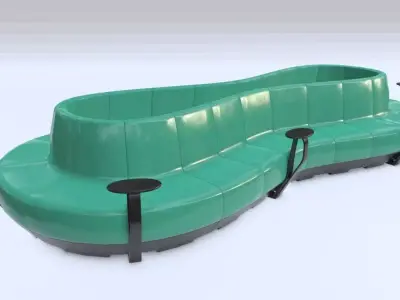 Public Bench Modern Low-poly 3D model