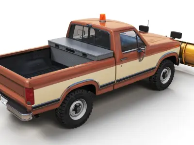 Snow plow pickup truck Low-poly 3D model