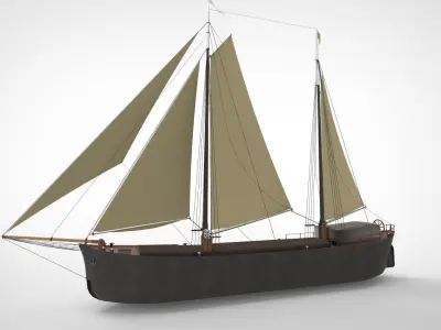 cargo sailing ship 3D model