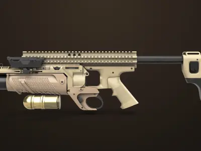 Grenade Launcher 05 Brown All PBR Unity UE Textures Low-poly 3D model