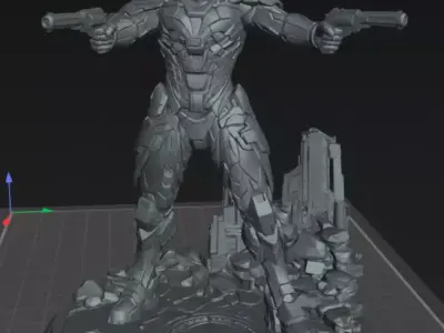 Warrior Crimson Pulse Enforcer Sci-Fi 3D Printable Miniature 3D print model