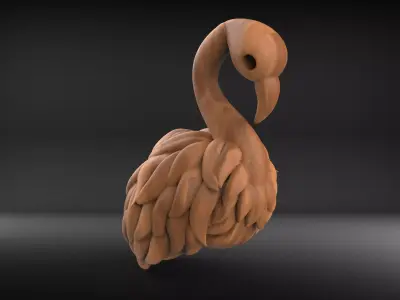 Flamingo Bird 3d art wooden Free 3D print model