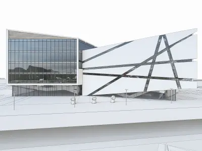 Modern Museum Building 01 Low-poly 3D model