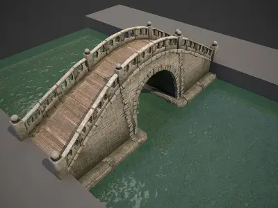 Japanese Medieval Bridge Low-poly 3D model