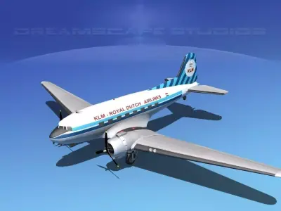 Douglas DC-3 KLM Royal Dutch 3D model