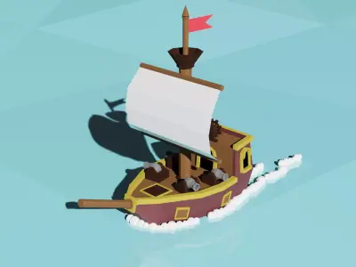 Low-poly battle ship Low-poly 3D model