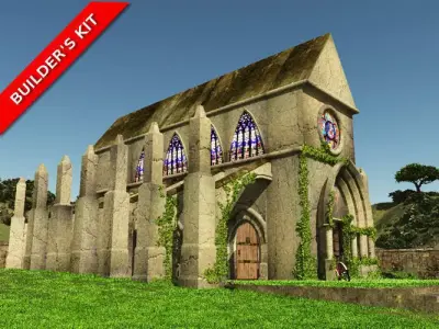 Gothic-Style Medieval Basilica Builders Kit 3D model