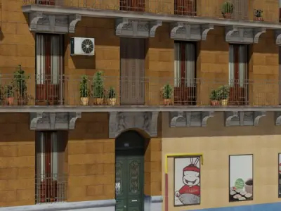 Building apartment in barcelona Low-poly 3D model