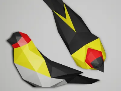 Low Poly Bird 3D model polygonal birds Low-poly 3D model