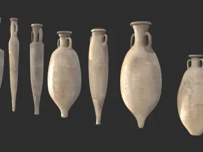 Amphora - Damaged Sand Terracotta Low-poly 3D model