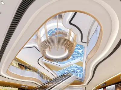 Shopping Mall interior Low-poly 3D model