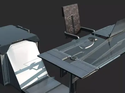 Future sci-fi office desk and chair combination 3D model