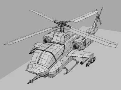 Apache Helicopter Low-poly 3D model