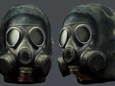 Gas mask helmet 3d model military combat Low-poly 3D model