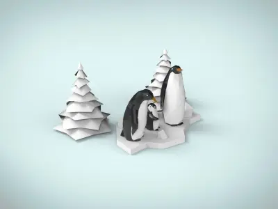 Penguin Family 3D model