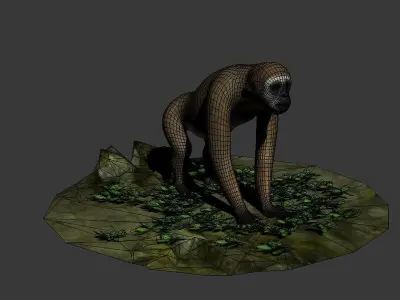 Gibbons apes omnivores apes mammals 3D model