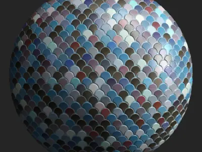 Materials 18- Fish scale tiles PBR 3D model