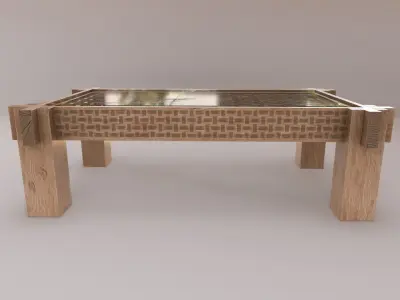 Wicker coffee table Free low-poly 3D model
