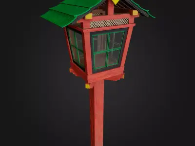 Japanese Lamp Wood Torii Vr Lowpoly game ready Low-poly 3D model