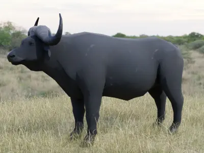 Buffalo bull Low-poly 3D model