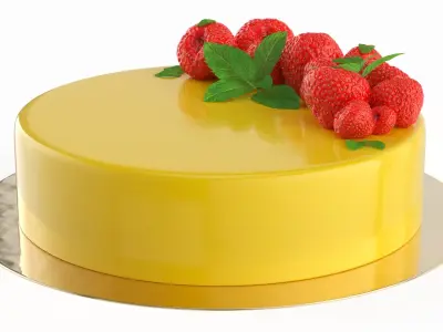 Berry Fruit Cake with Mirror Coating 3D model