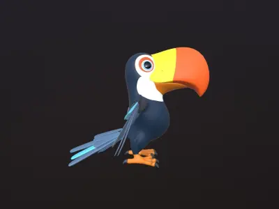 Asset - Cartoons - Animal -Toucan Rigged 3D model  3D model