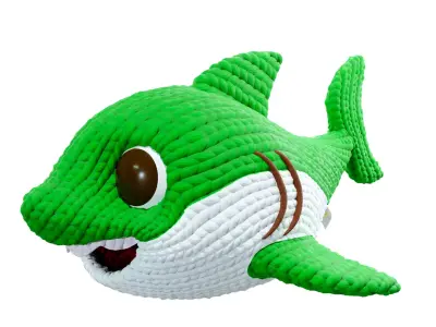 Knitted Doll Baby Shark Green 3D model