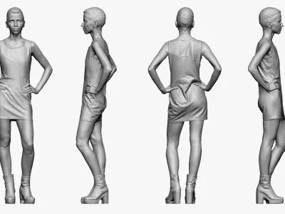 001505 blonde girl with tattoo 3D model