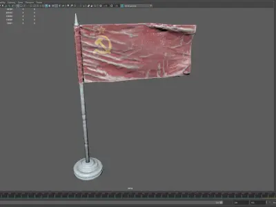 Soviet Union Frozen Flag - Animated 3D PBR Model 3D model