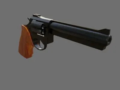 Black Revolver 44 - Wood Magnum Gun - Weapon - Arma Low-poly 3D model