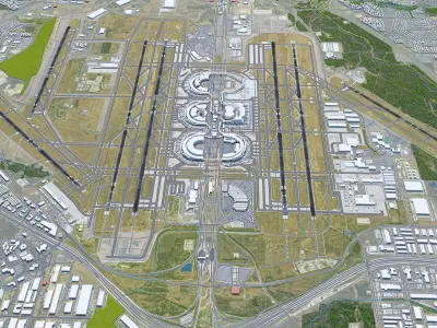 Dallas - Fort Worth Airport 15km Low-poly 3D model