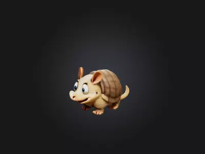 Cartoon Armadillo Low-poly 3D model