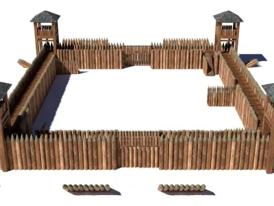 Fort Modular Low-poly 3D model