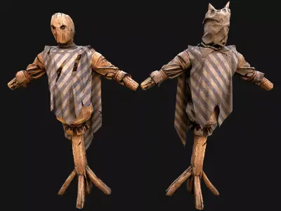 Medieval Wooden Military Prison Dummy Training Camp Environment Low-poly 3D model