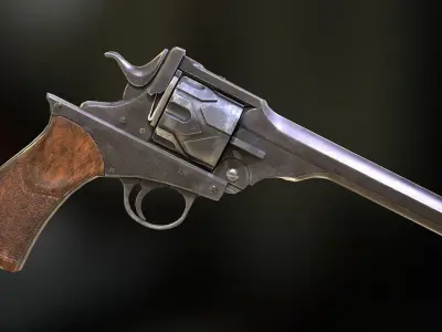 Webley Fosbery Automatic Revolver Low-poly 3D model