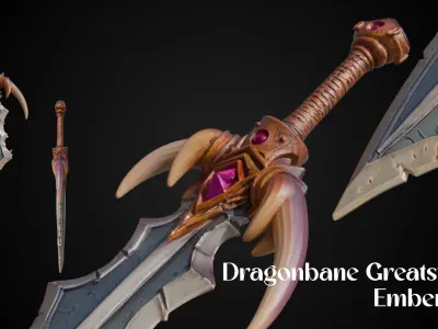 Stylized Sword - Dragonbane Greatsword Emberclaw - Game Ready 3D model
