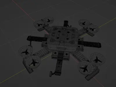 3D SciFi Hexacopter Drone Modular and Assembled 3D model