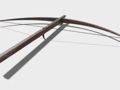 Low Poly PBR Crossbow wooden bow and arrow Low-poly 3D model