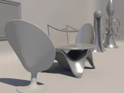 Furniture and decorations Low-poly 3D model