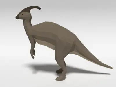 Low Poly Cartoon Parasaurolophus Dinosaur Low-poly 3D model