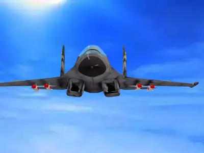 SU-27 fighter jet flying in sky 3D model