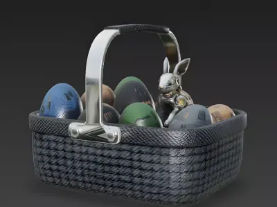 Realistic Cyberpunk Easter Basket 3D Model 3D Model Low-poly 3D model
