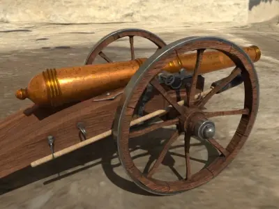 Cannon flying in air Free low-poly 3D model