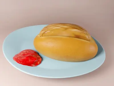 Cocktail Fish Finger Bun Low-poly 3D model