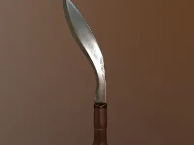 Kukri Tactical Knife Low-poly 3D model