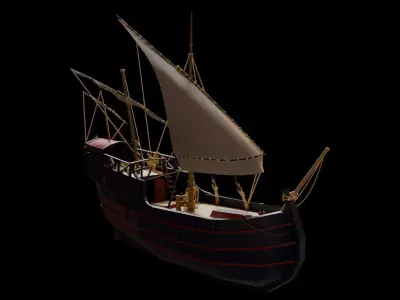 Ship 3D Model sailing boat Low-poly 3D model