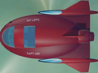 Hydro-Jet spaceship floating in ocean Free 3D model