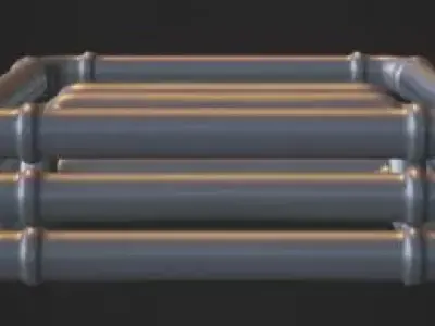 Sci-Fi Industrial Modular Pipeline Set  Low-poly 3D model