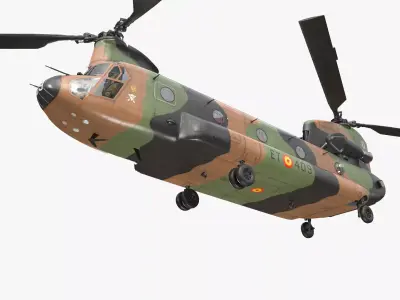 CH-47D Chinook Spanish Army Basic Animation Low-poly 3D model